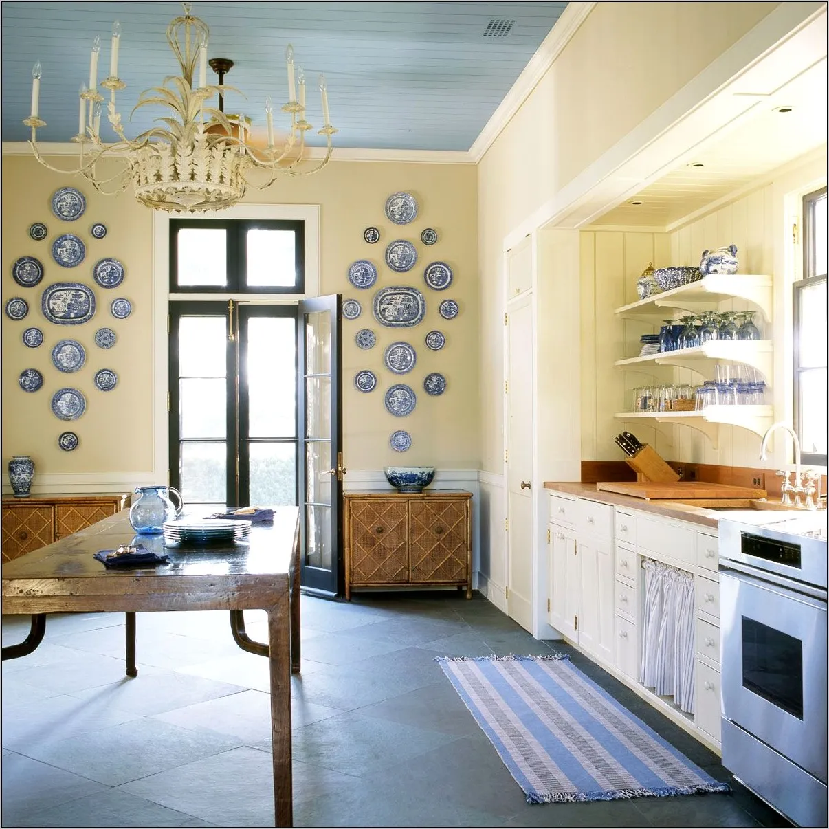 12631 blue yellow kitchen lighting