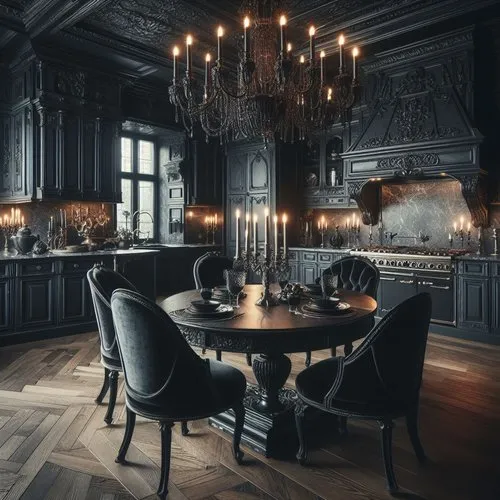 12634 gothic kitchen black and white image 2