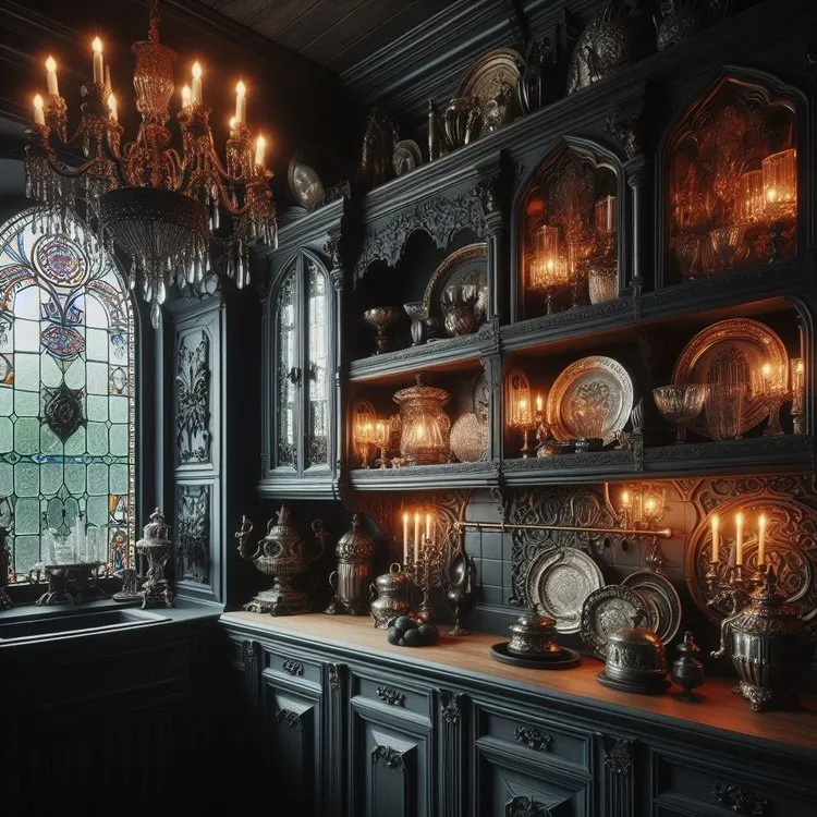 12634 gothic kitchen black and white image 4