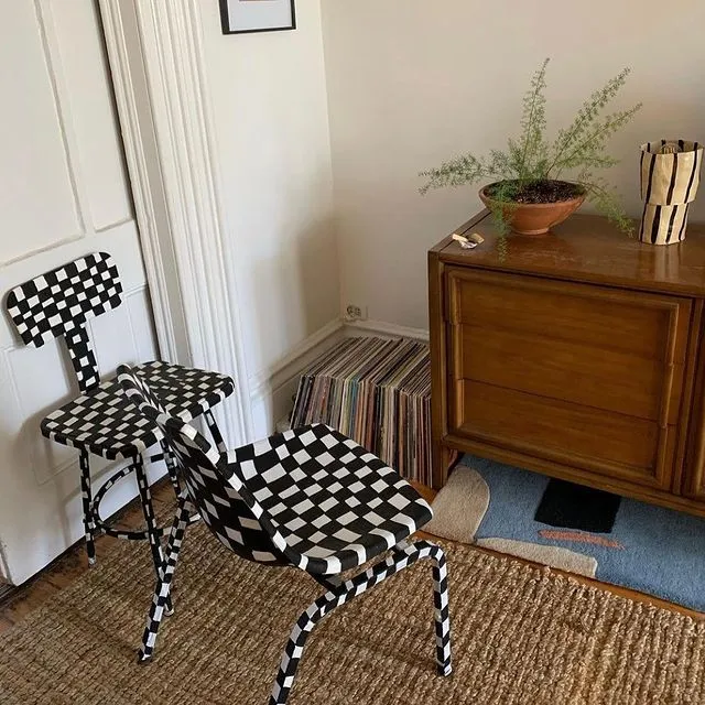 12706 checkered kitchen monochromatic