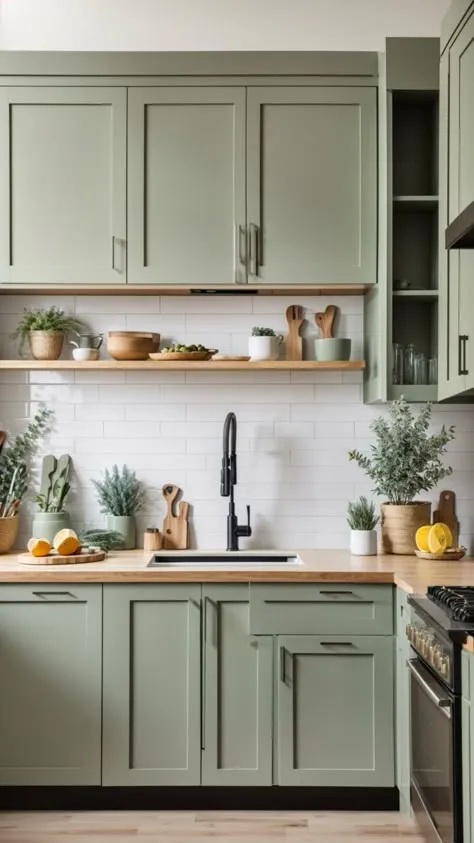 12740 sage green kitchen cabinets