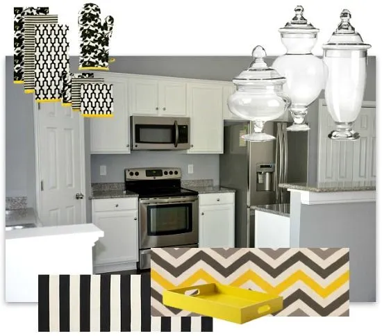 12781 yellow and grey kitchen textiles