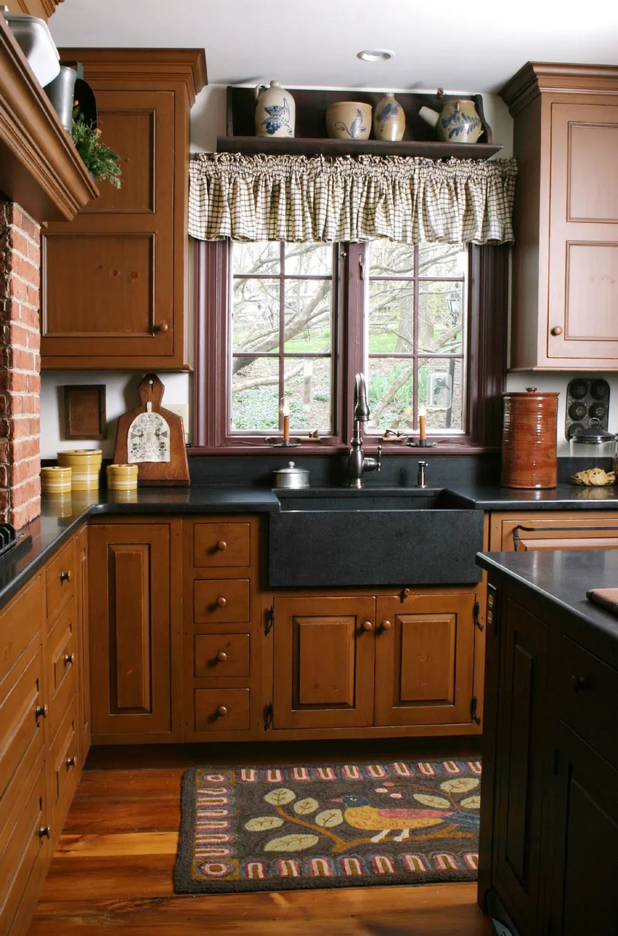 12803 rustic red kitchen wooden elements