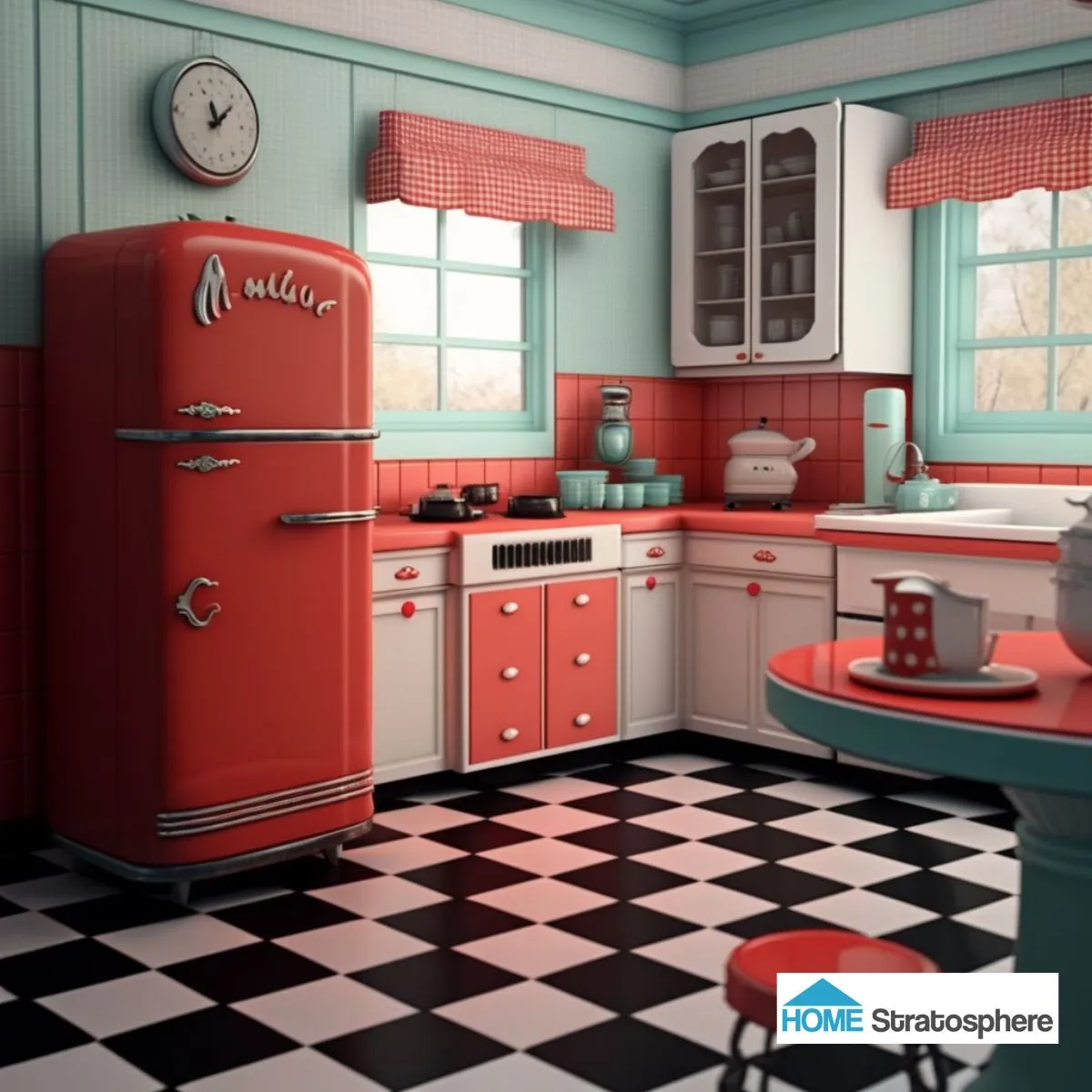 12858 retro checkerboard floor