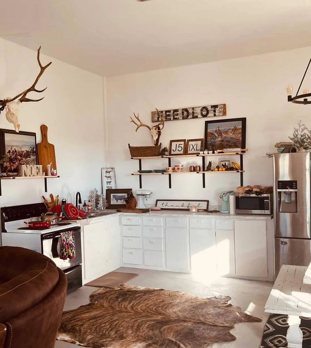 12897 cowhide kitchen rug